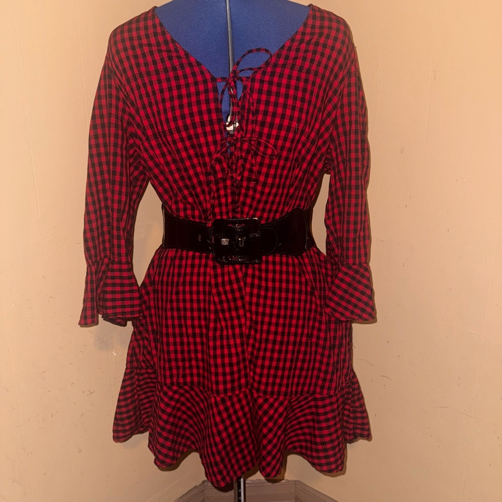 Red and Black Plaid Women's Dress